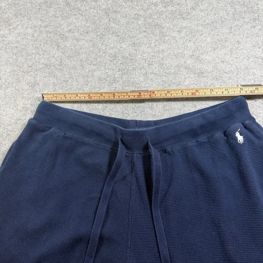 Polo Ralph Lauren Waffle Thermal Pants Mens L Navy Drawstring Cotton Lounge